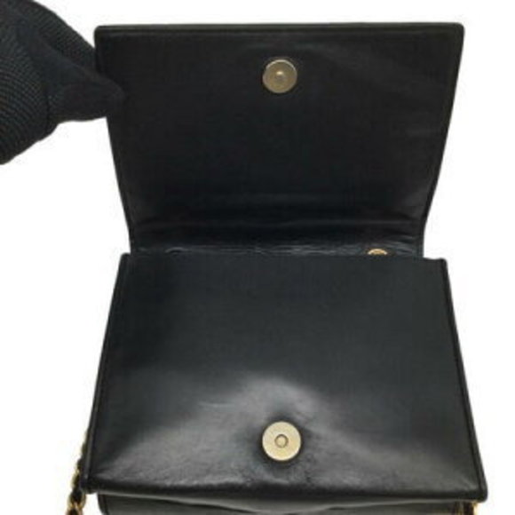 CHANEL Matelasse Chain Shoulder Bag Leather Black x - Picture 9 of 16